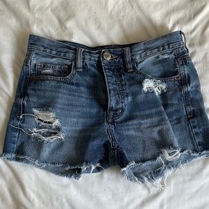 American Eagle Outfitters Dark Blue Ripped Jean Shorts